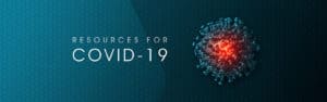 Coronavirus pandemic banner - Resources for COVID-19. Microscopi